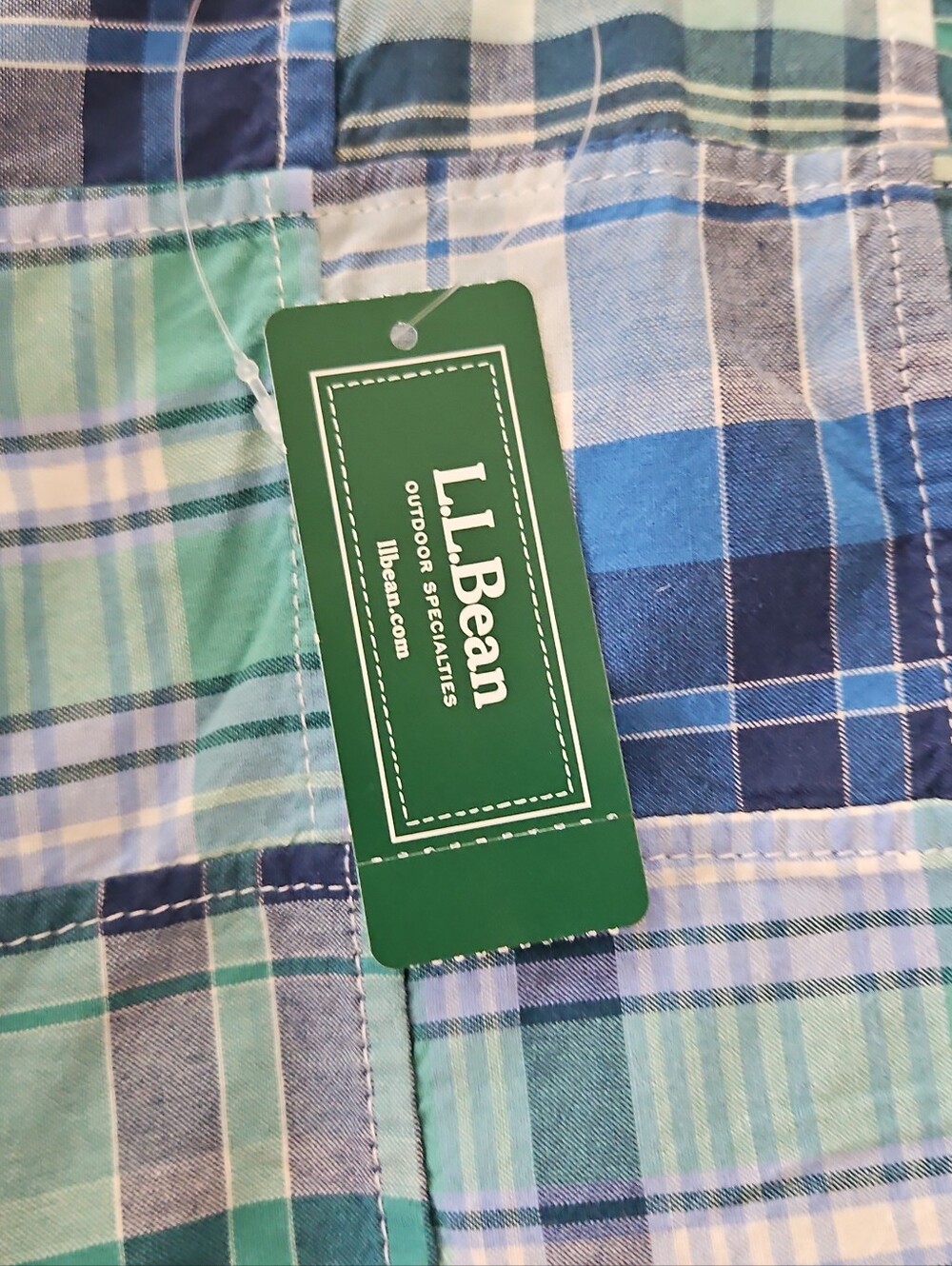 NWT L.L. Bean women’s Patchwork Plaid Shorts in Blue and Green - Picture 8 of 11